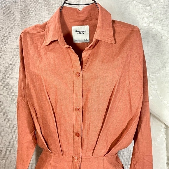 NWT abercrombie & fitch rust long sleeve button up mini dress size S - Picture 8 of 9